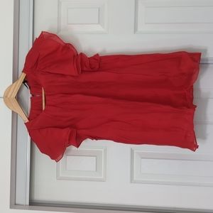 BCBG Red Ruffled Sleeve Top